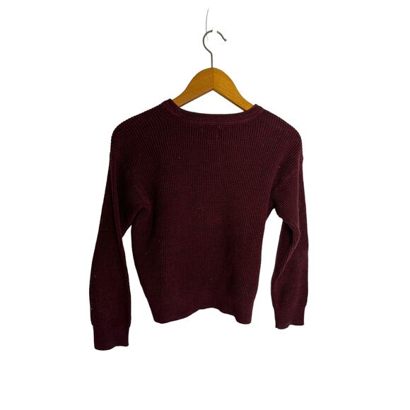 Gap boys sz Large 10 waffle crewneck sweater shirt burgundy/maroon. - Picture 2 of 2